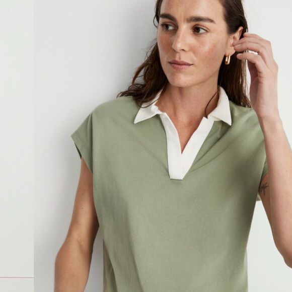 Madewell relaxed polo tee in Aloe Green Size Extra Small XS NWT - Picture 5 of 11